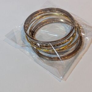 Gold Tone Bangle Bracelets 6 Pack